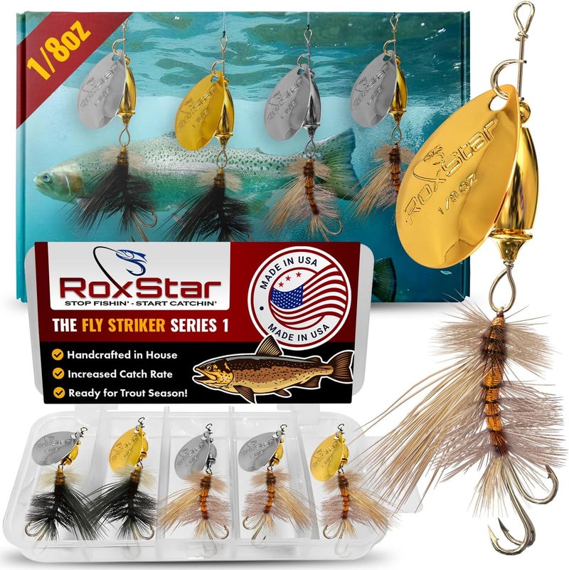 RoxStar Lures RoxStar Fly Strikers Proven Nationwide to Out-Fish Any Spinner | Hand-Tied in The USA | Most Versatile Fishing Spinner Ever! Trout Lure Also for Bass & Steelhead | Stop Fishing - Start Catching - Image 1